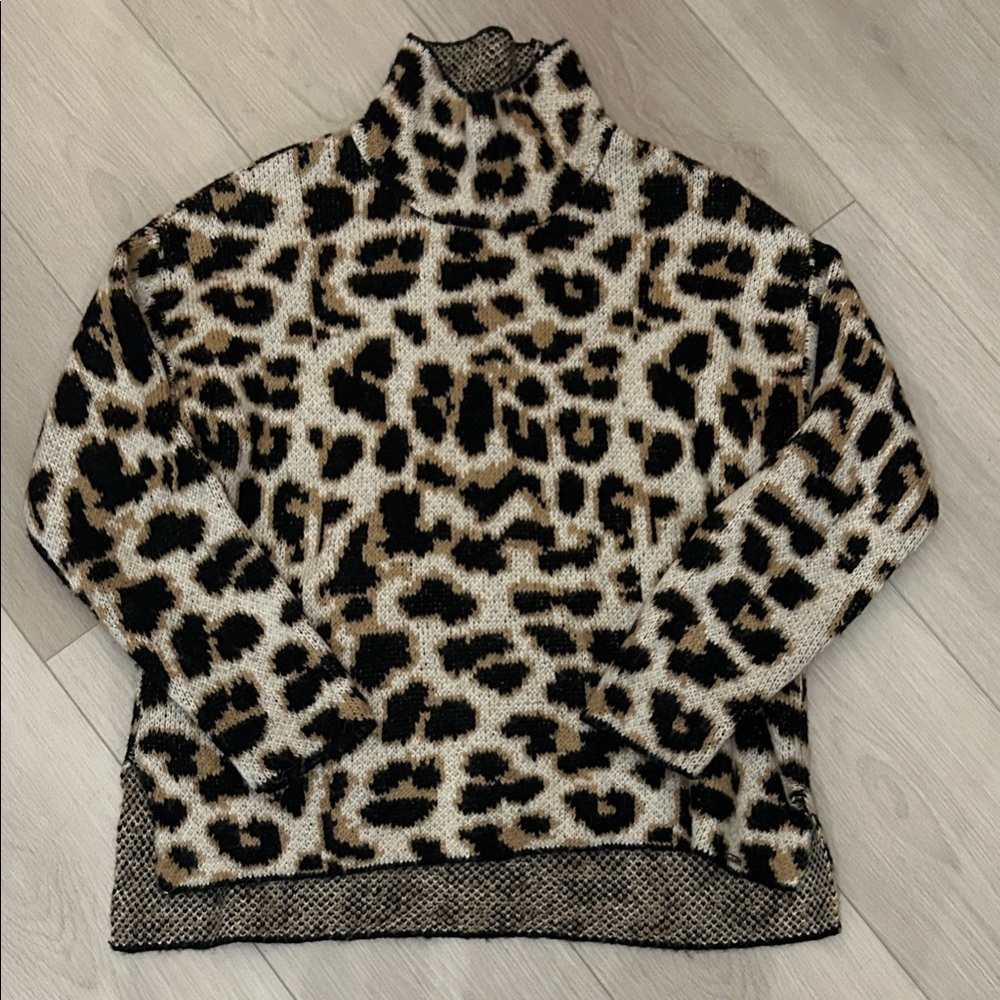 Leopard DKNY Turtleneck Sweater